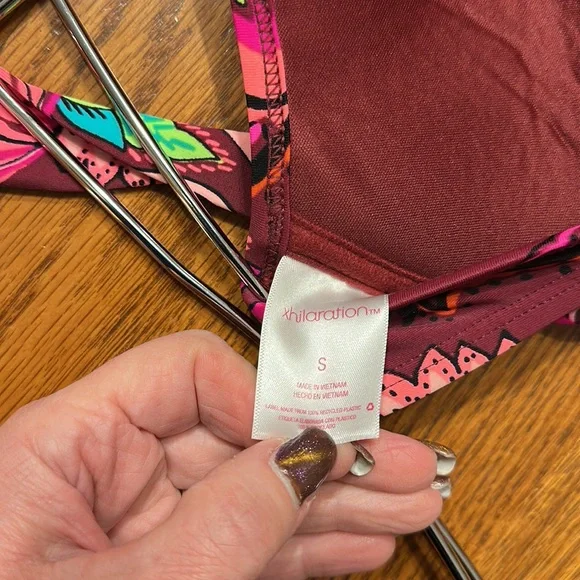 Xhilaration-Pink Sangria Push Up Bikini Top with tie neck and back straps - Picture 6 of 7